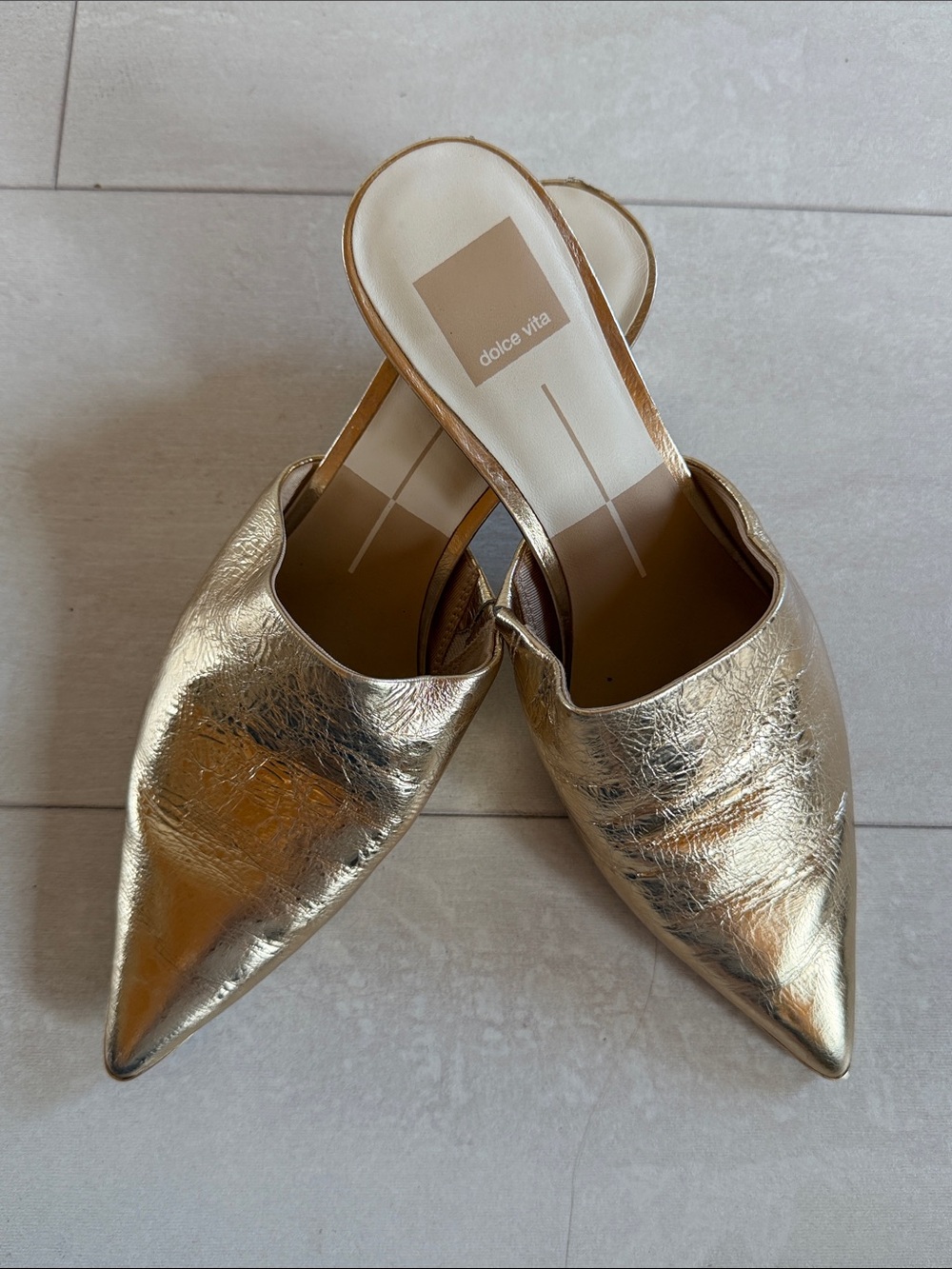 Dolce Vita Metallic Gold Pointed Slip-On Mules